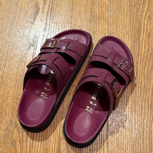 Birkenstock Burgundy Leather Sandals - Picture 3 of 5